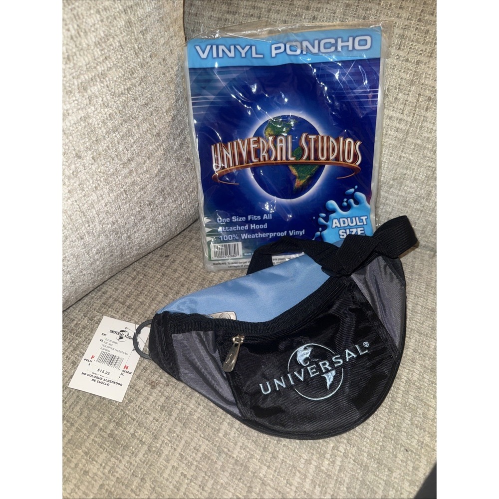 Universal Studios Fanny Pack Adjustable Waist Belt Bag Pockets & Poncho NEW